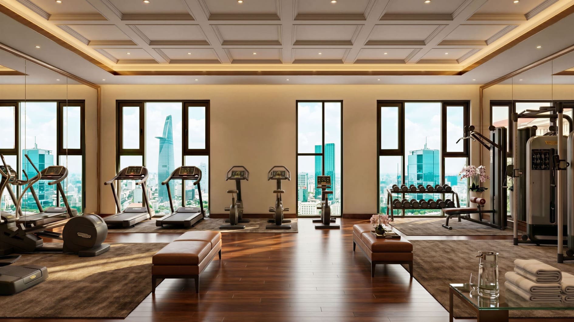 Phòng tập Gym hiện đại trang bị máy móc cao cấp tại The Grand Manhattan