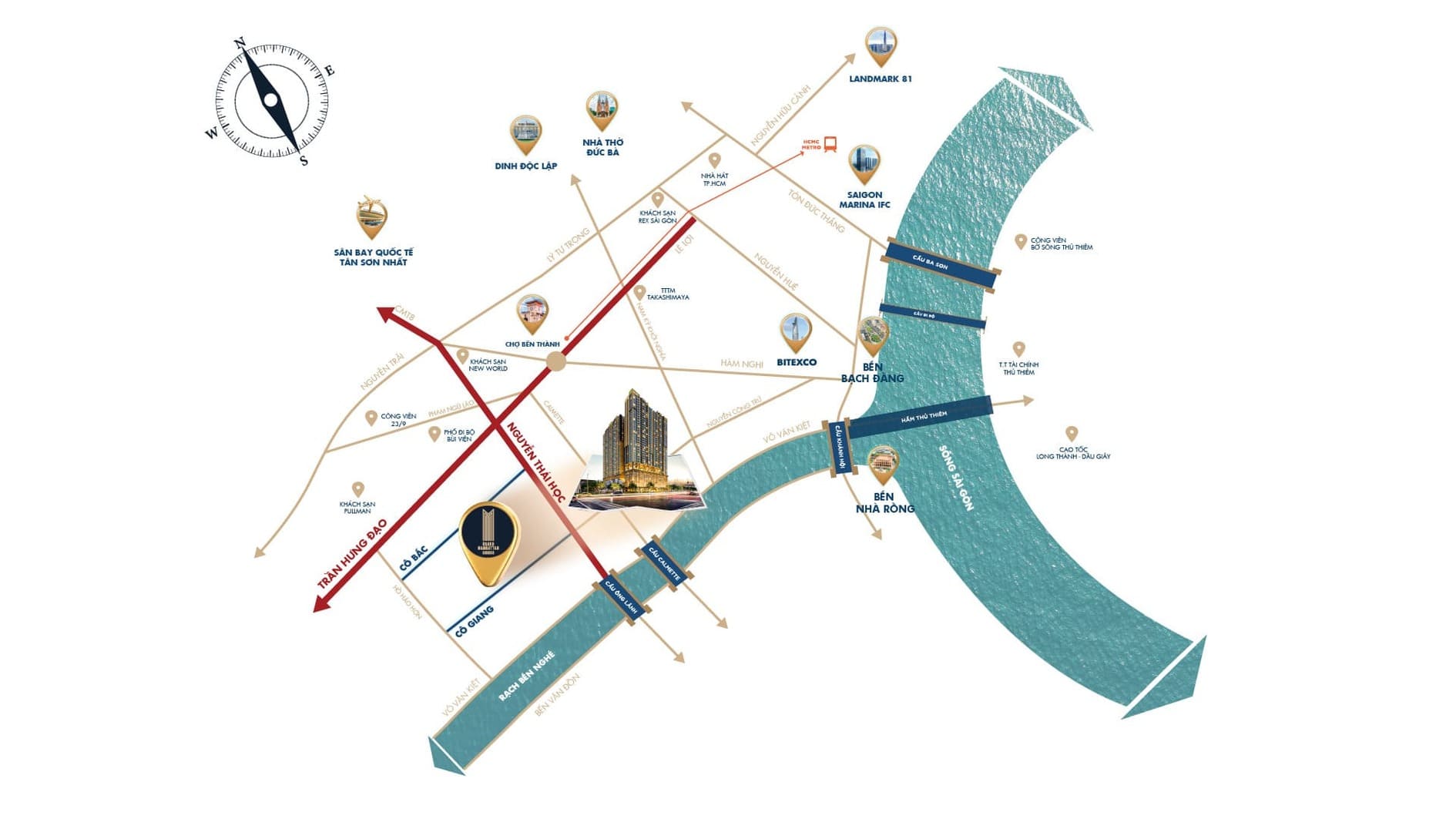 Sơ đồ vị trí dự án The Grand Manhattan tại trung tâm Quận 1