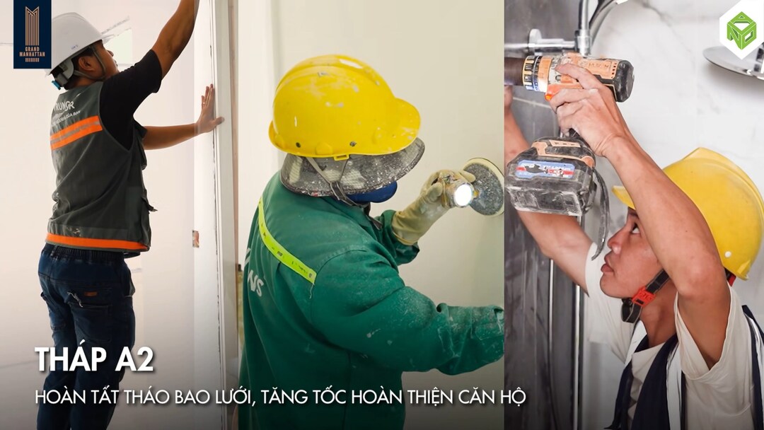 Tháp A2 The Grand Manhattan hoàn tất tháo bao lưới và tăng tốc hoàn thiện