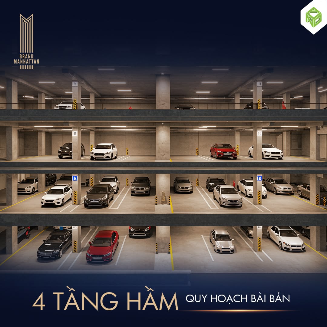 Quy hoạch 4 tầng hầm bãi đỗ xe The Grand Manhattan